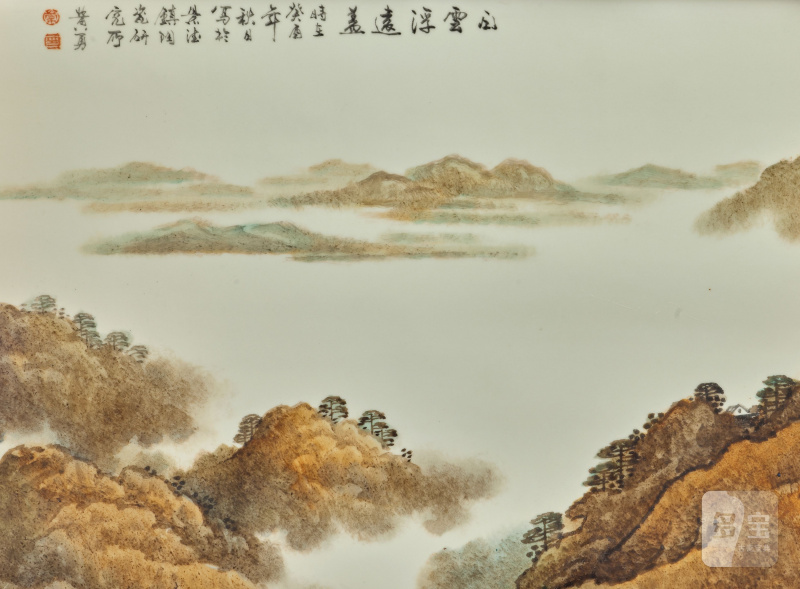 一九九三年 彩繪山景瓷板 | A LARGE POLYCHROME ENAMEL PORCELAIN PLAQUE - 图12